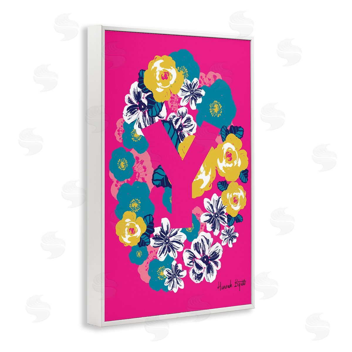 Floral Bloom Letter Y White Frame Print Wall Art, Home Decor by Hannah Louise Byatt