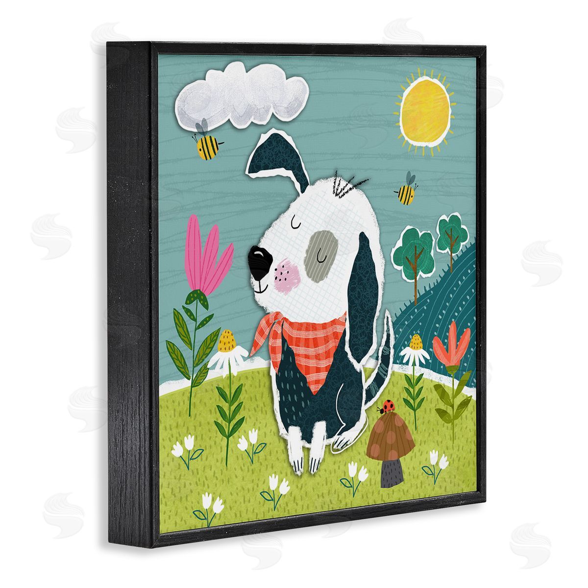 Tina Finn Countryside Dog Landscape Black Framed Giclee Wall Art Print