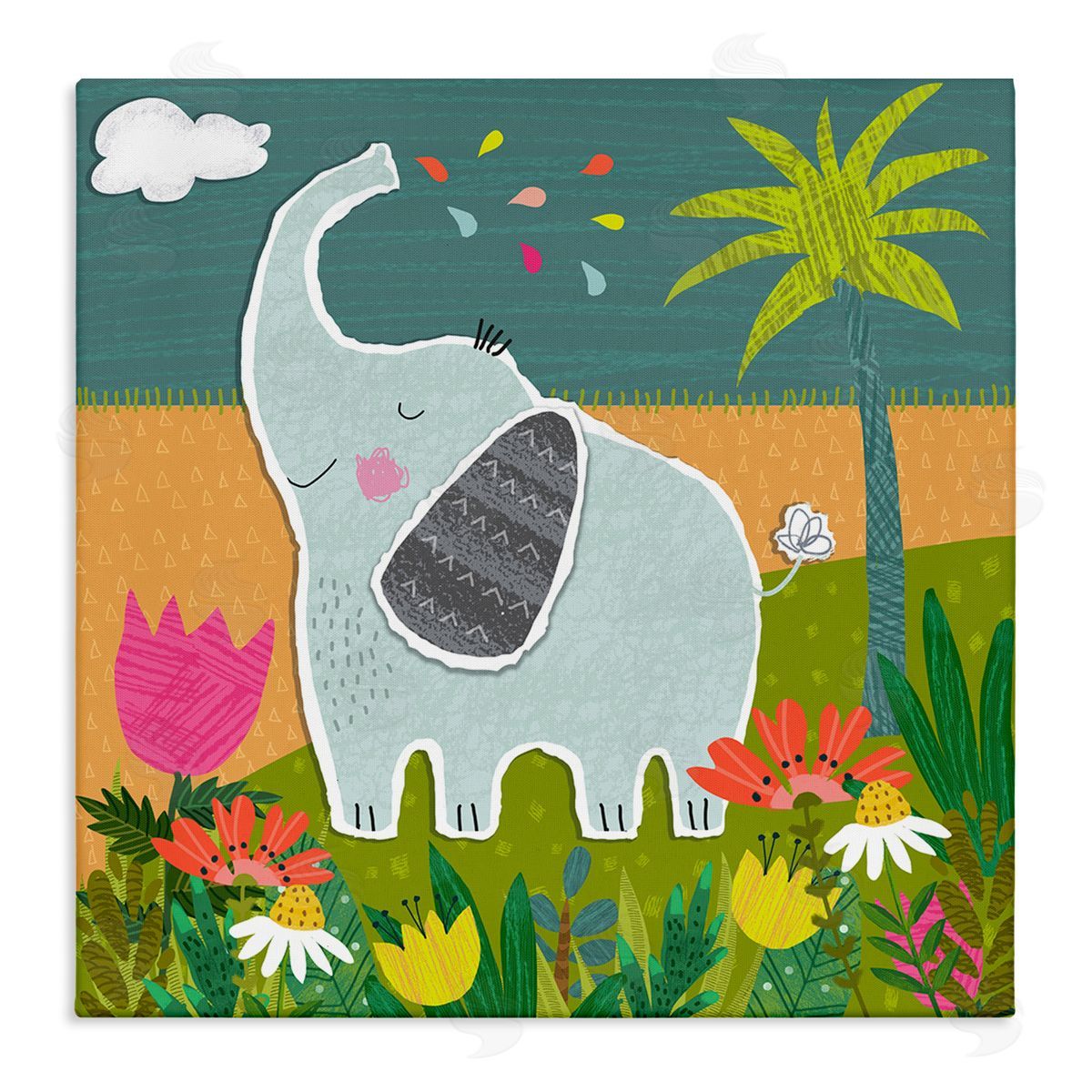 Tina Finn Tropical Elephant Scene Canvas Wall Art Print