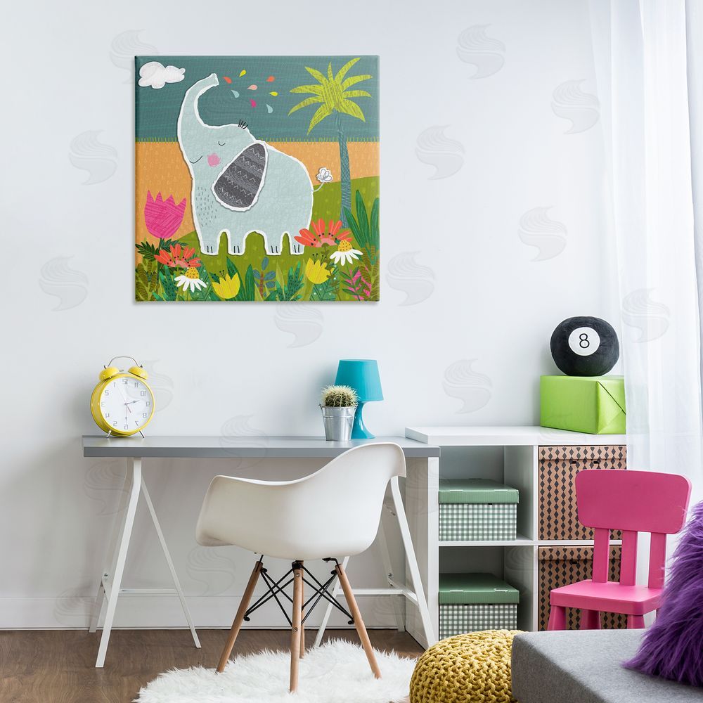 Tina Finn Tropical Elephant Scene Canvas Wall Art Print in Room