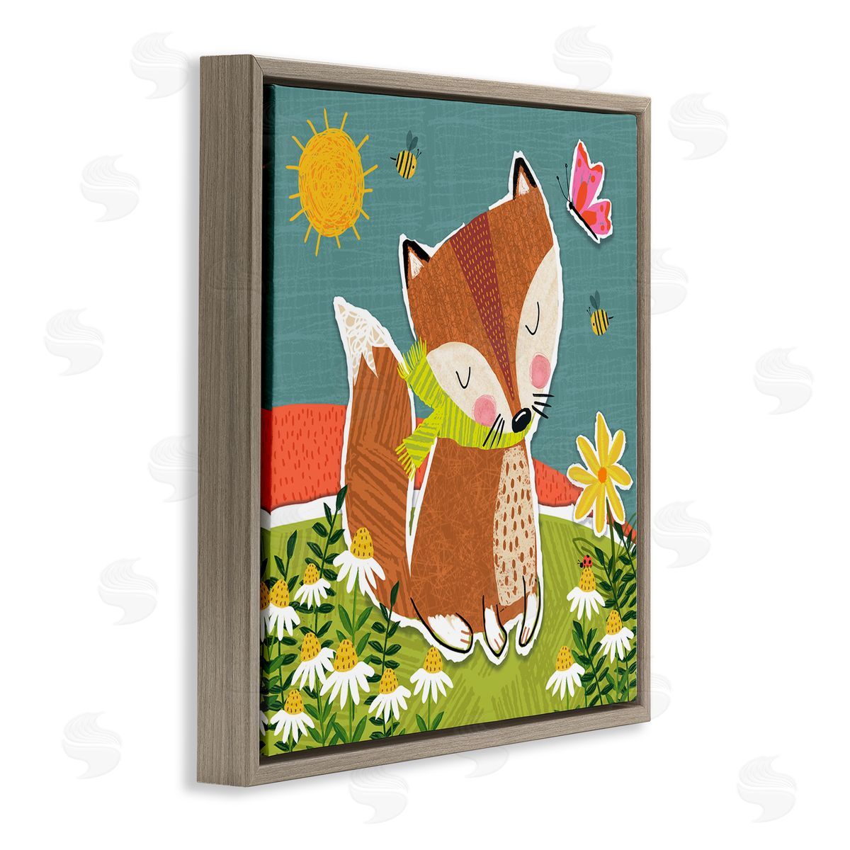Tina Finn Whimsical Nature Fox Brown Floating Frame Canvas Wall Art Print