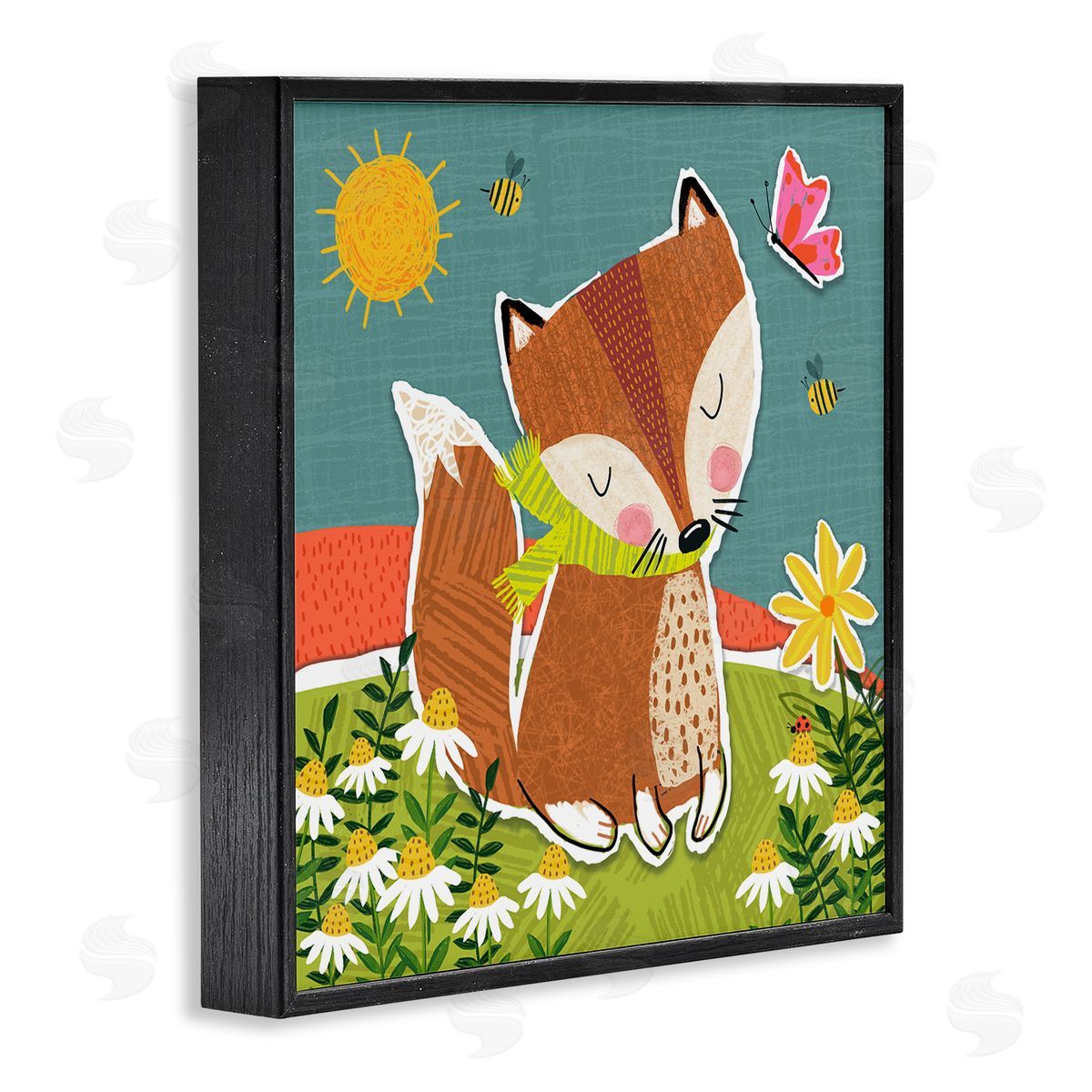 Tina Finn Whimsical Nature Fox Black Framed Giclee Wall Art Print