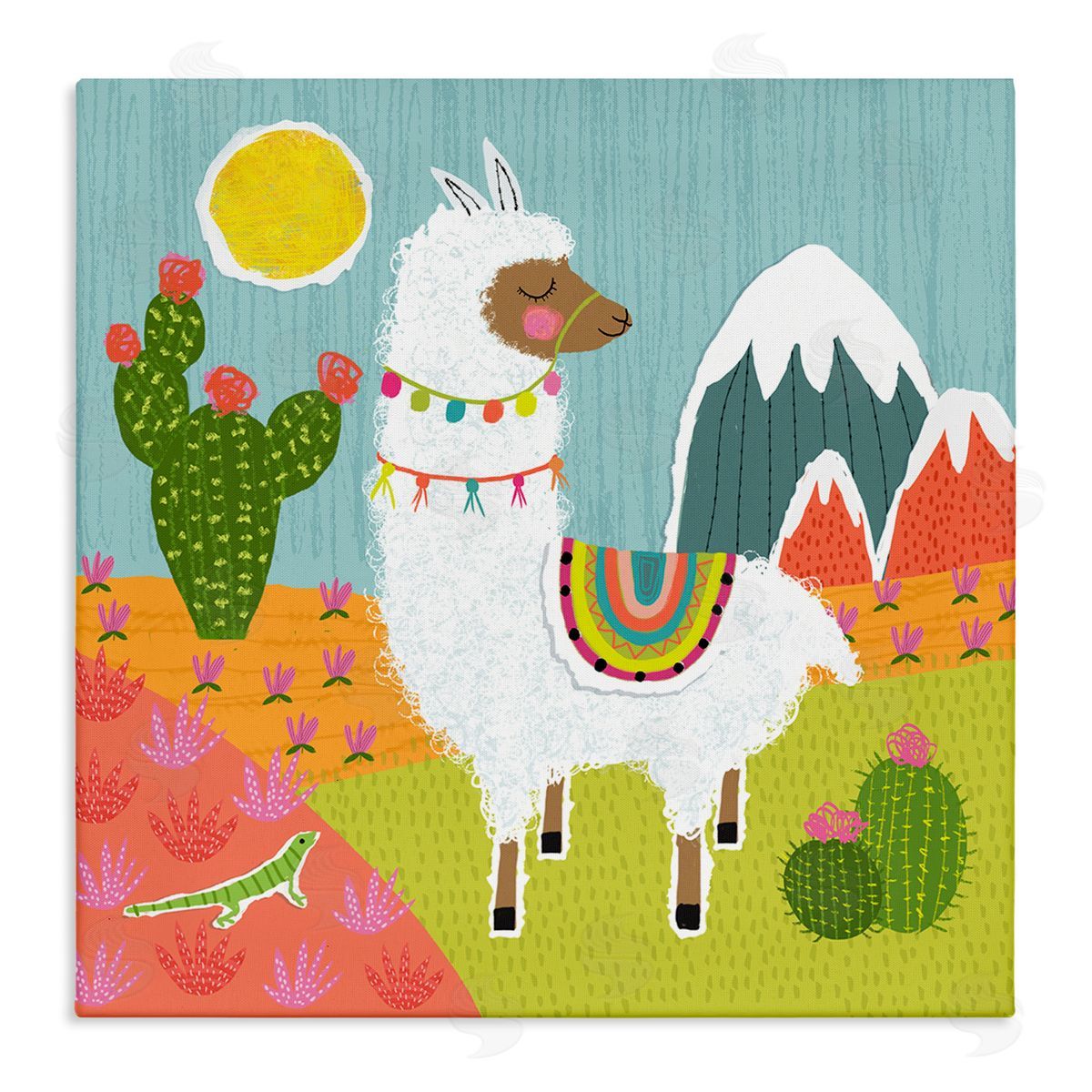 Tina Finn Whimsical Llama Scene Canvas Wall Art Print