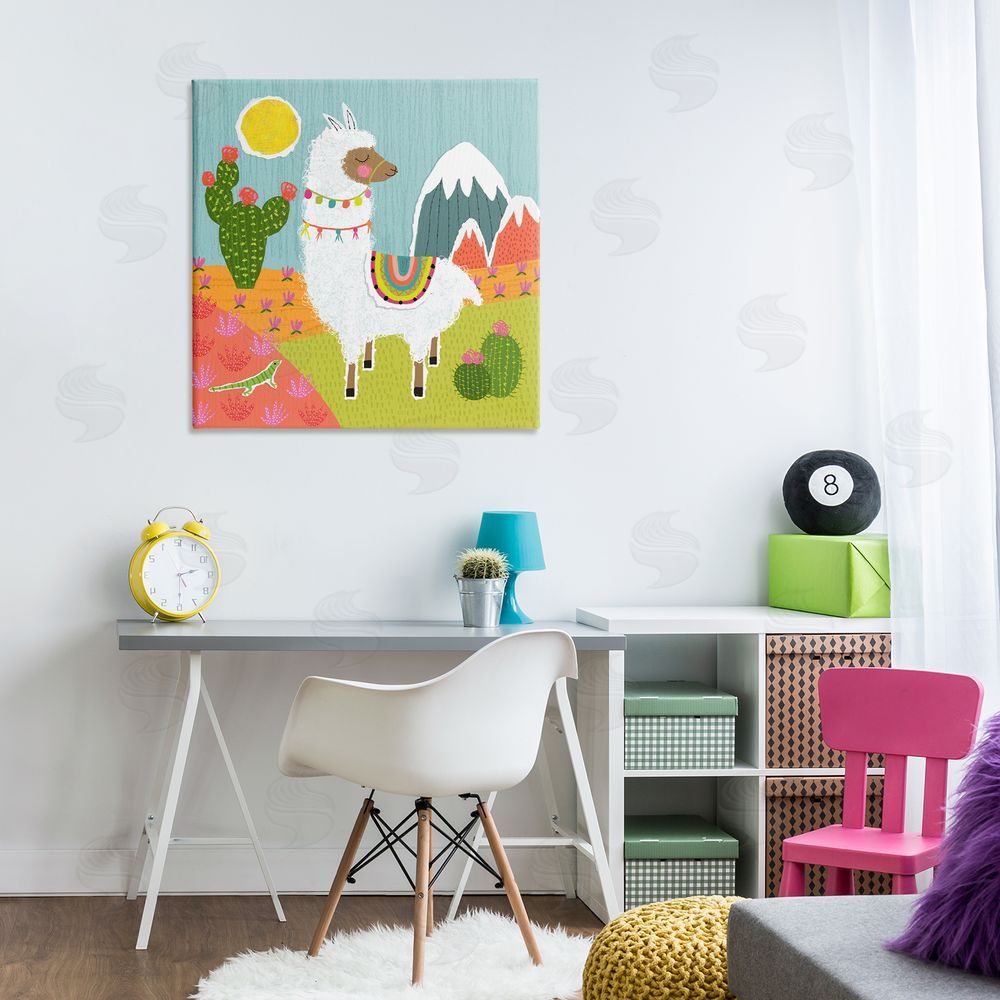 Tina Finn Whimsical Llama Scene Canvas Wall Art Print in Room