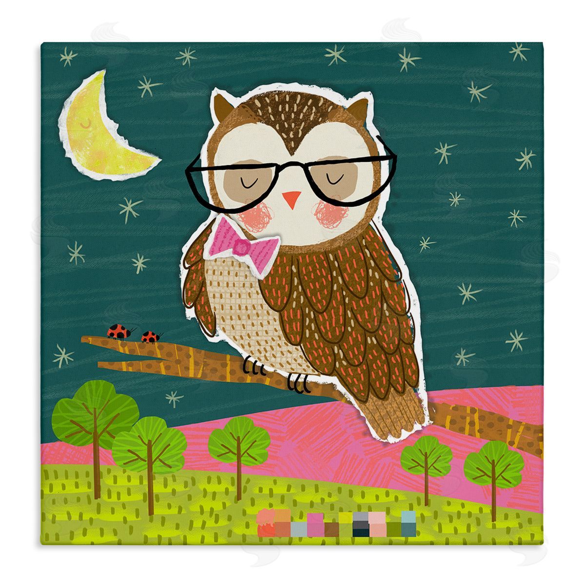 Tina Finn Wise Owl on Branch Canvas Wall Art Print