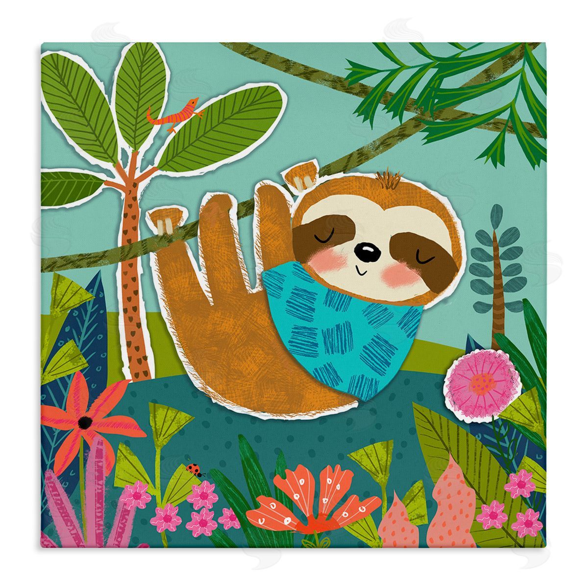 Tina Finn Sleepy Sloth in Nature Canvas Wall Art Print