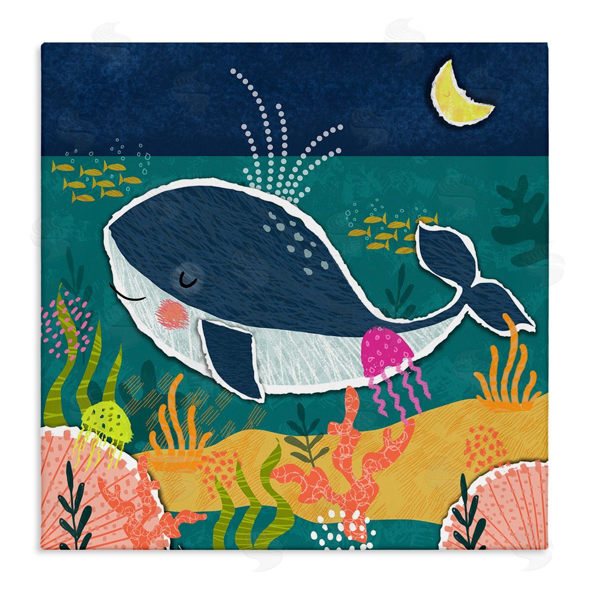 Tina Finn Whale At Nighttime Canvas Wall Art Print