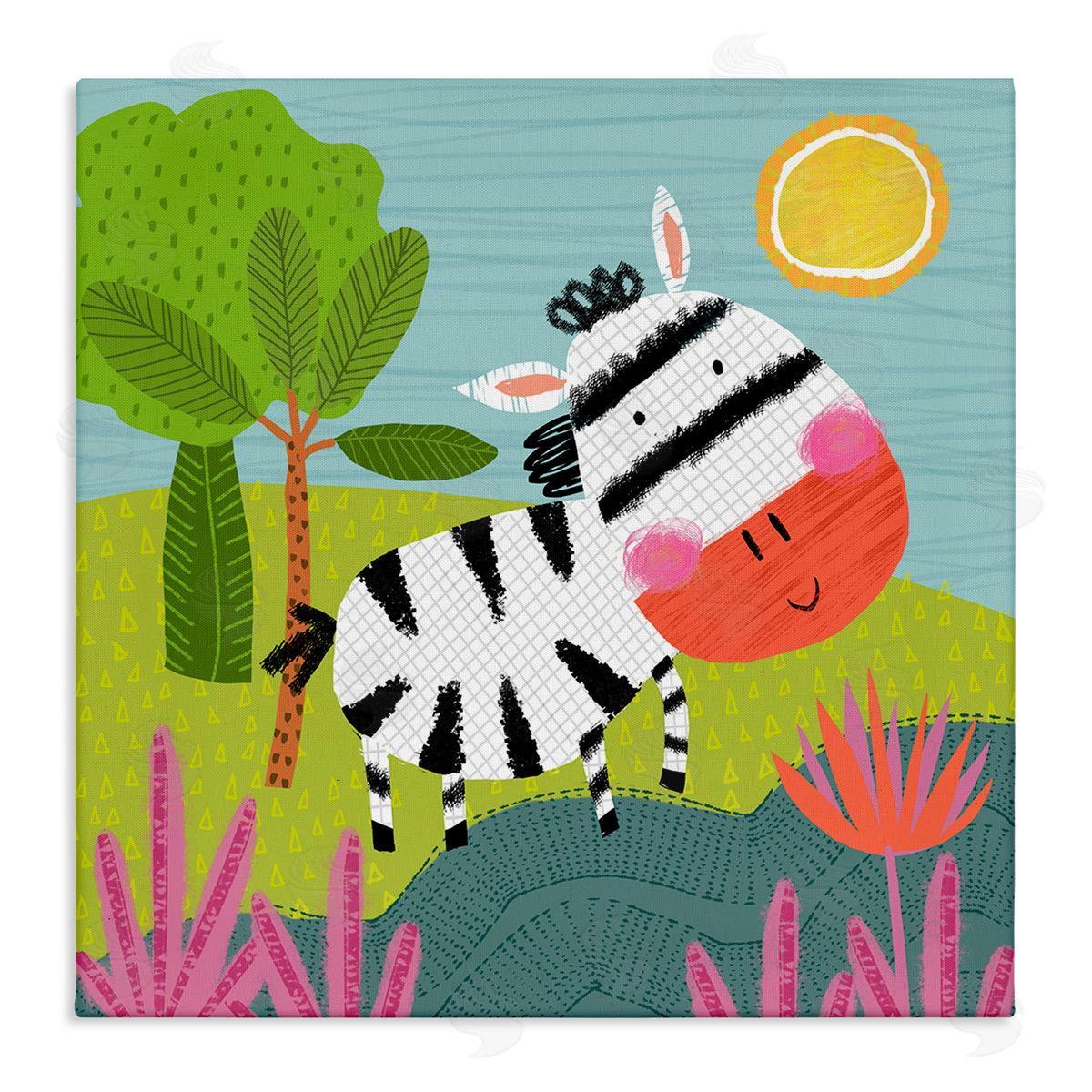 Tina Finn Whimsical Zebra in Nature Canvas Wall Art Print