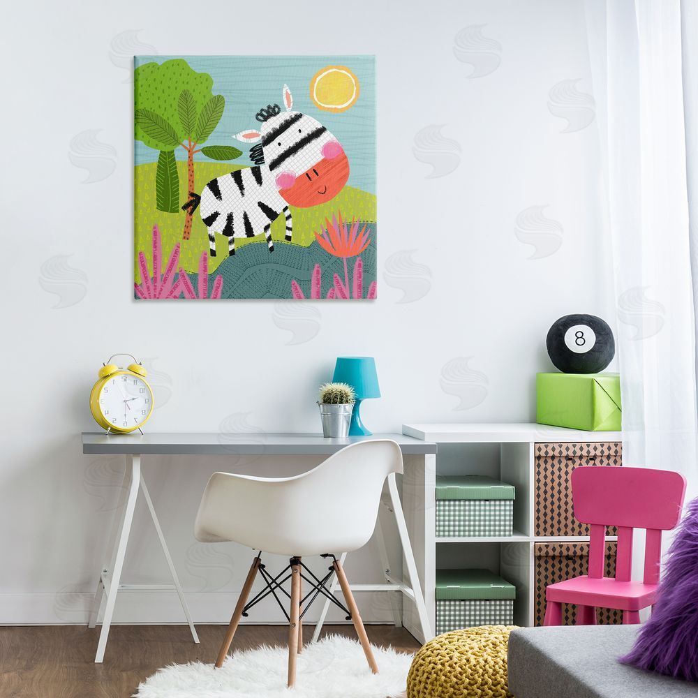 Tina Finn Whimsical Zebra in Nature Canvas Wall Art Print in Room