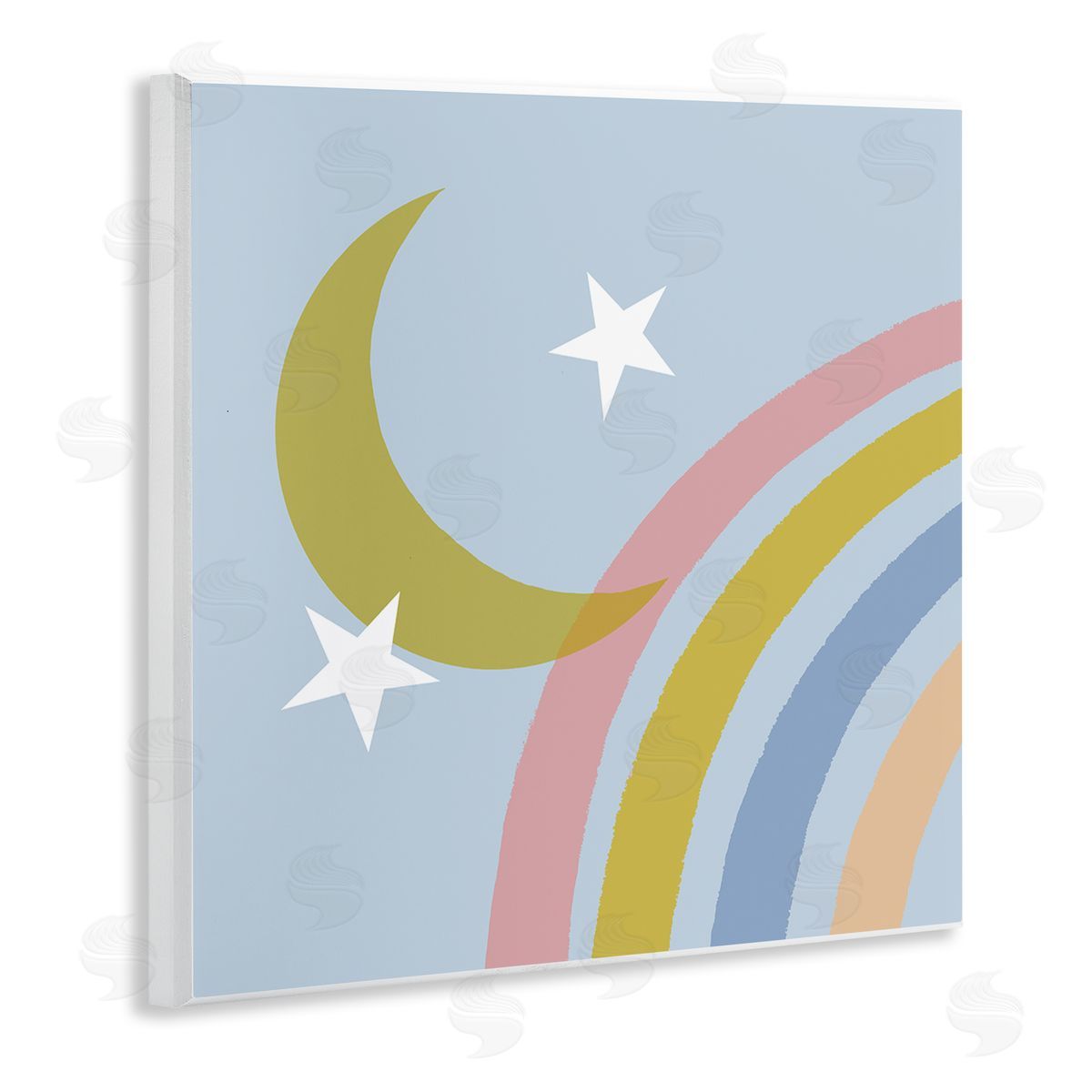 Tina Finn Rainbow And Moon Shape Wooden Wall Plaque Art Print