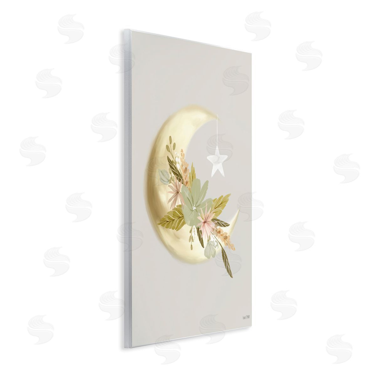 Moon with Flowers Wood Plaque Wall Art, Home Decor by House Fenway