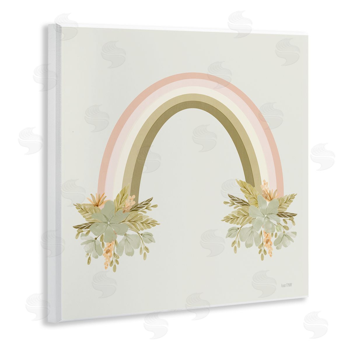 House Fenway Blooming Floral Rainbow Wooden Wall Plaque Art Print