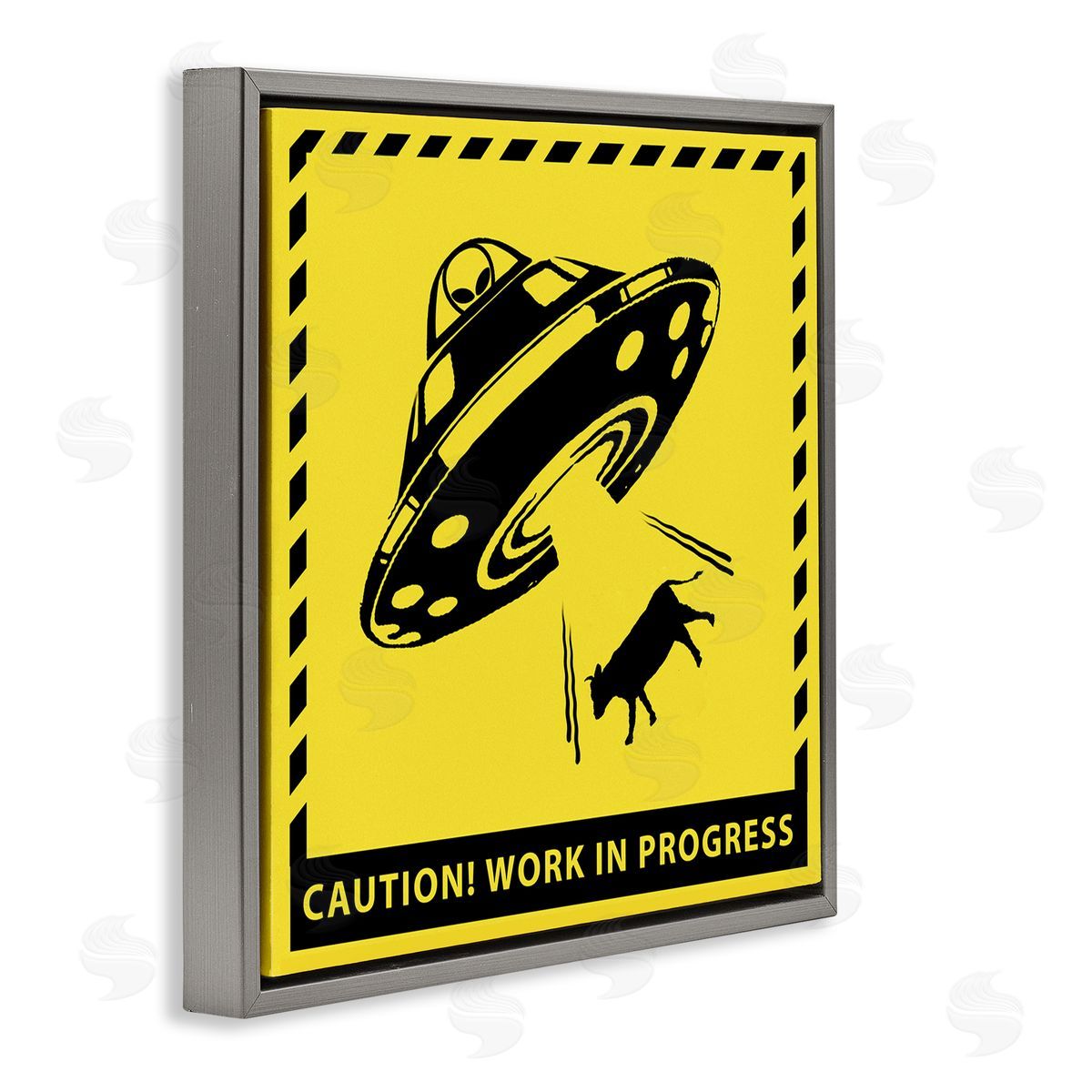 Ziwei Li Work In Progress UFO Gray Floating Frame Canvas Wall Art Print