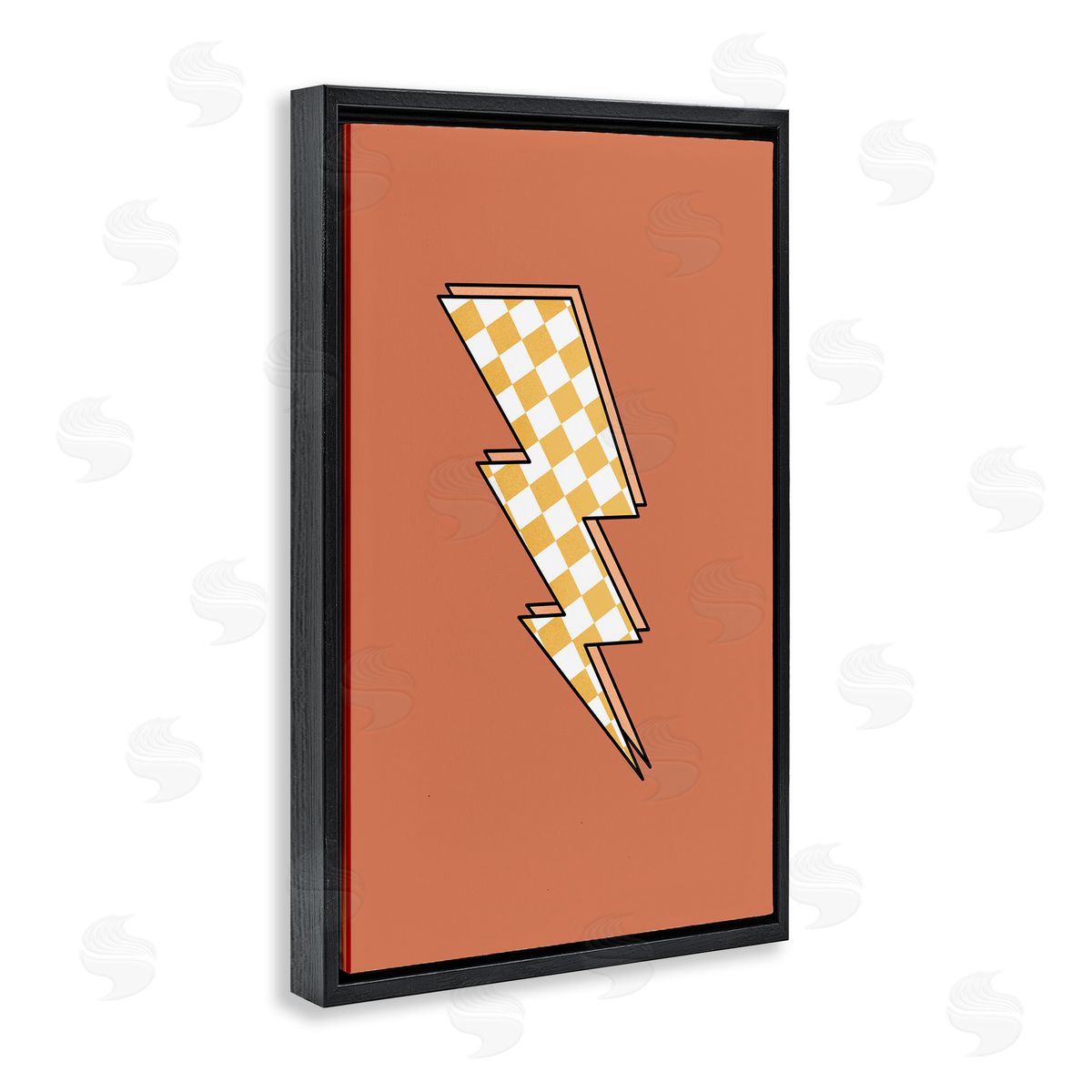 Checking Lightning Bolt Black Floating Frame Canvas Wall Art, Home Decor by JJ Design House, LLC.