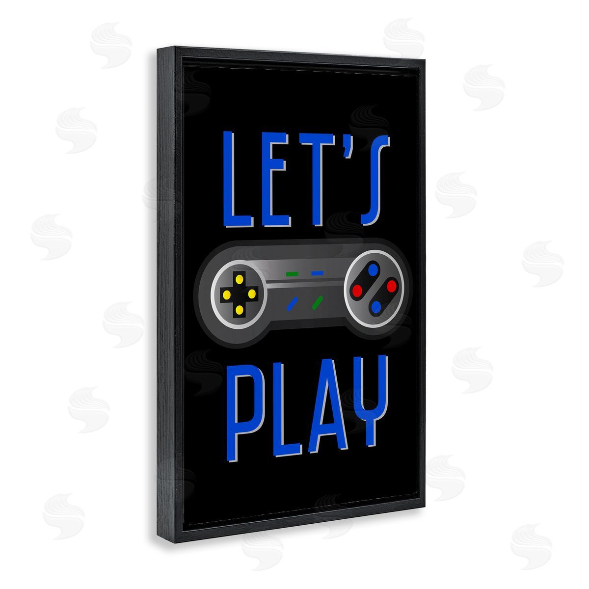 Vintage Lets Play Games Black Floating Frame Canvas Wall Art, Home Decor by Kim Allen