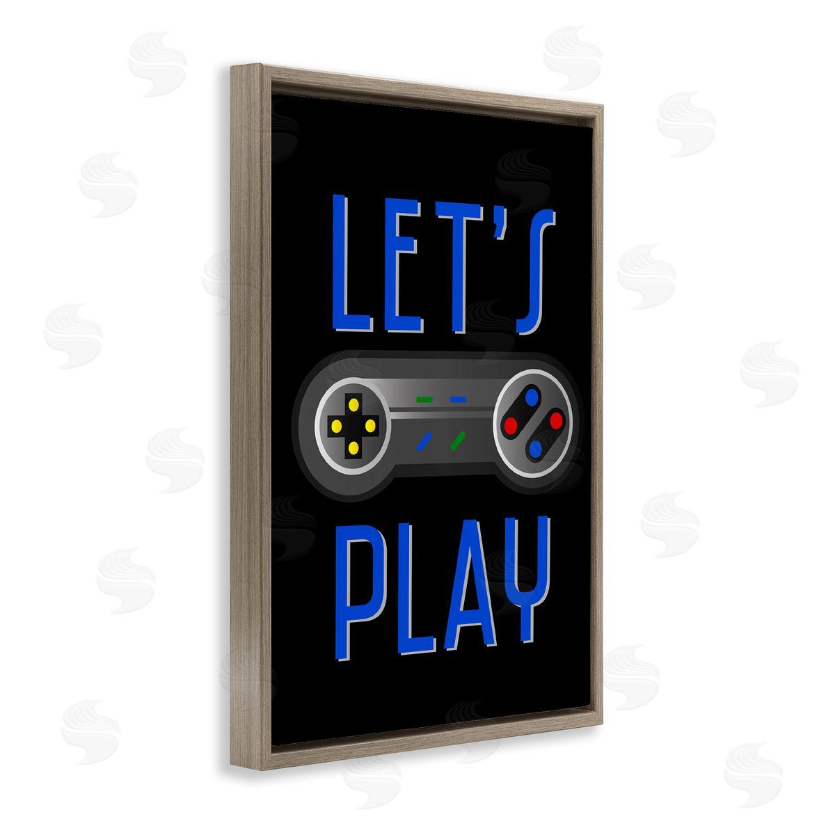 Vintage Lets Play Games Brown Floating Frame Canvas Wall Art, Home Decor by Kim Allen