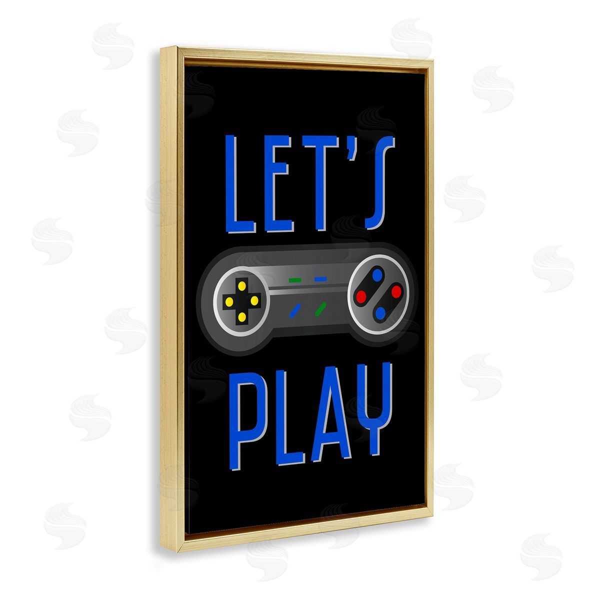 Vintage Lets Play Games Gold Floating Frame Canvas Wall Art, Home Decor by Kim Allen