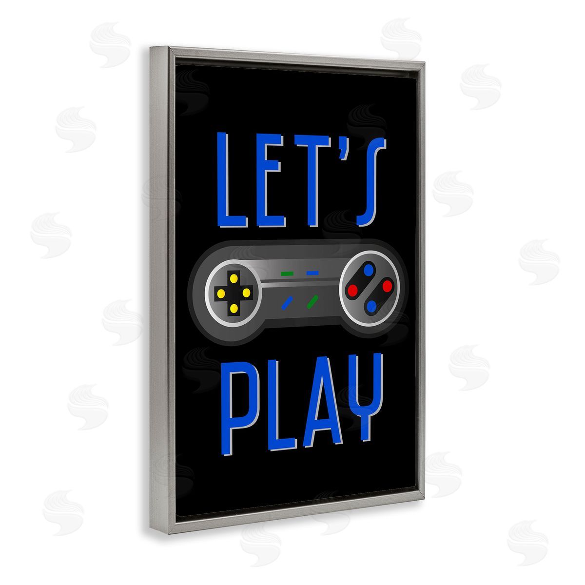Vintage Lets Play Games Grey Floating Frame Canvas Wall Art, Home Decor by Kim Allen