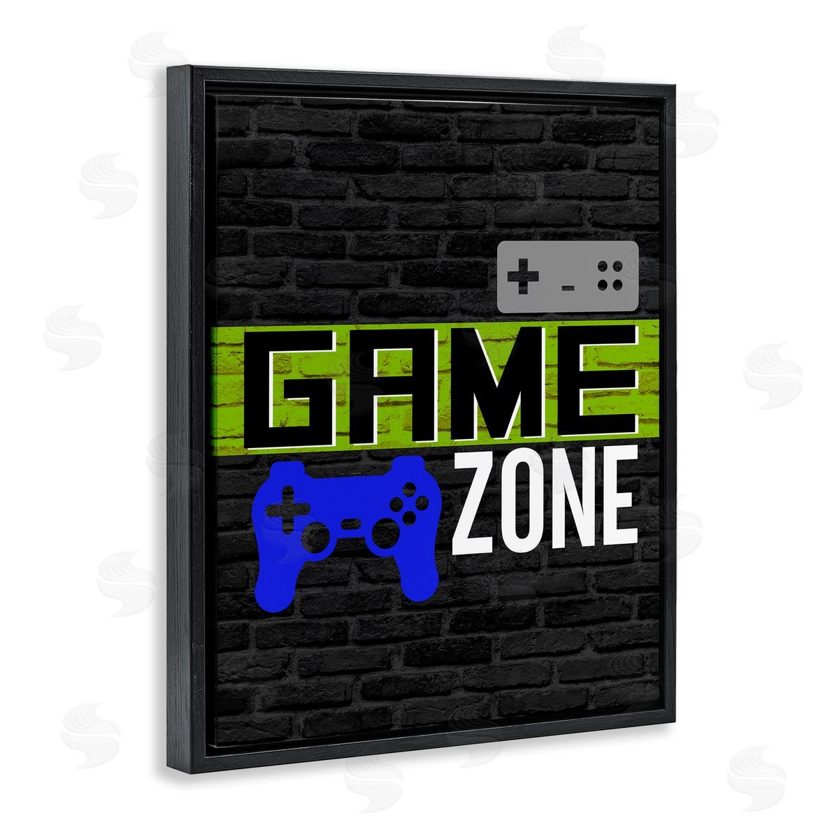 Vintage Game Zone Black Floating Frame Canvas Wall Art, Home Decor by Kim Allen