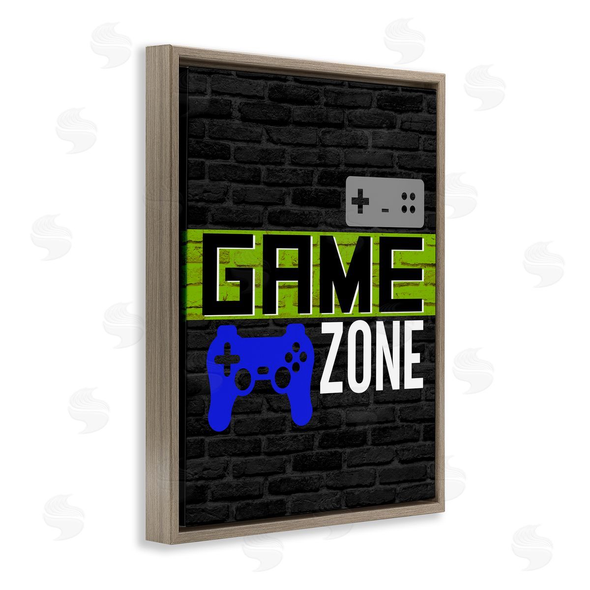 Vintage Game Zone Brown Floating Frame Canvas Wall Art, Home Decor by Kim Allen