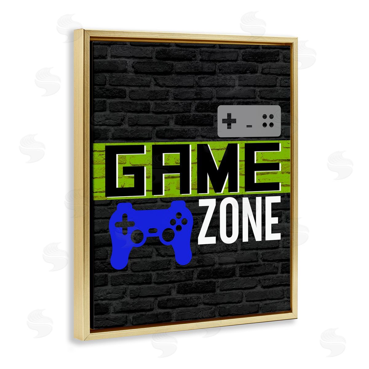 Vintage Game Zone Gold Floating Frame Canvas Wall Art, Home Decor by Kim Allen