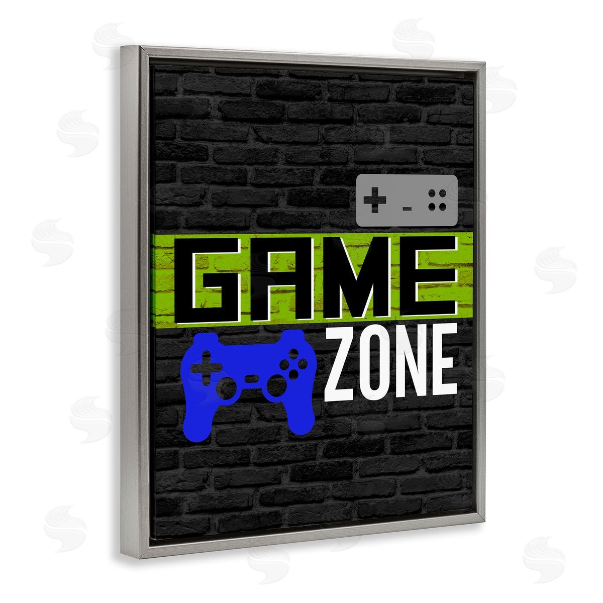 Vintage Game Zone Grey Floating Frame Canvas Wall Art, Home Decor by Kim Allen