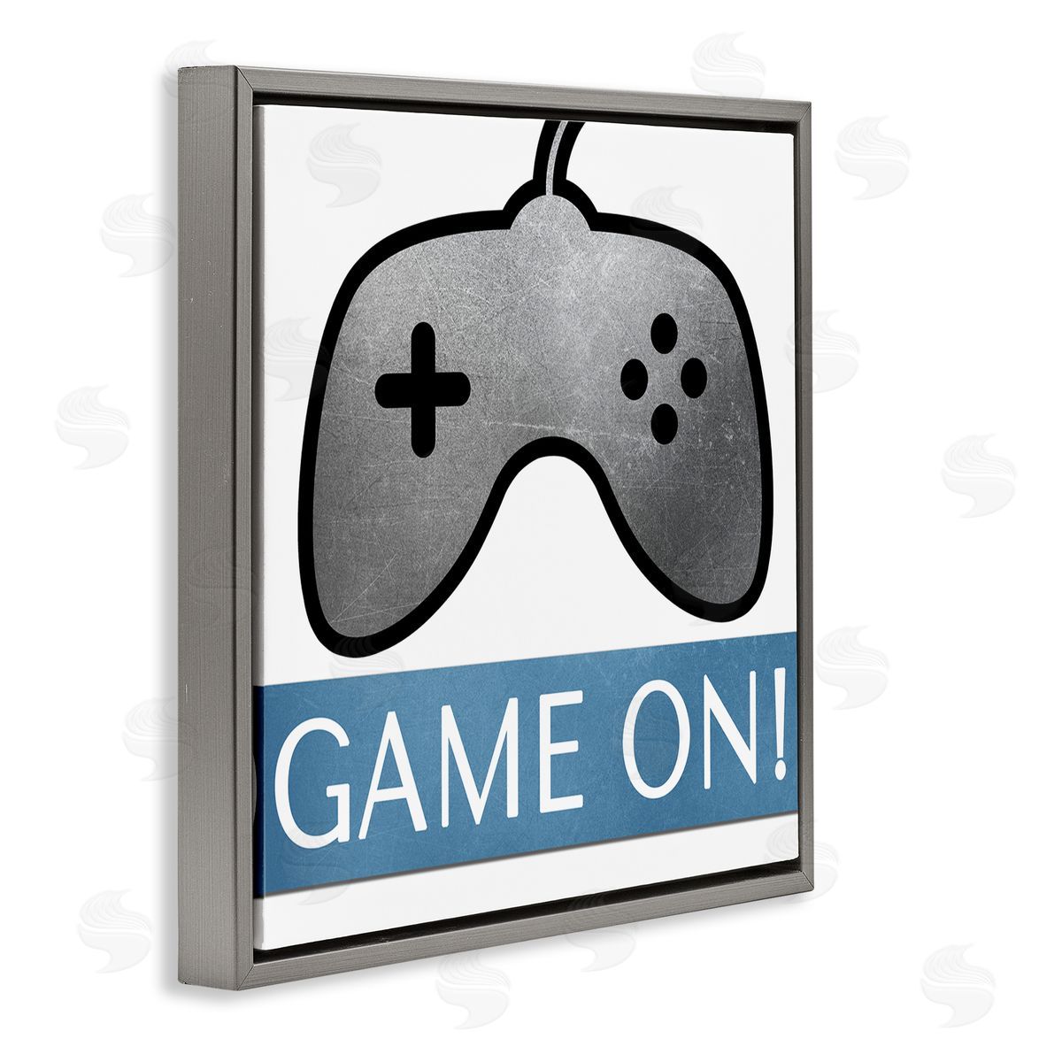 Kim Allen Game On Controller Gray Floating Frame Canvas Wall Art Print