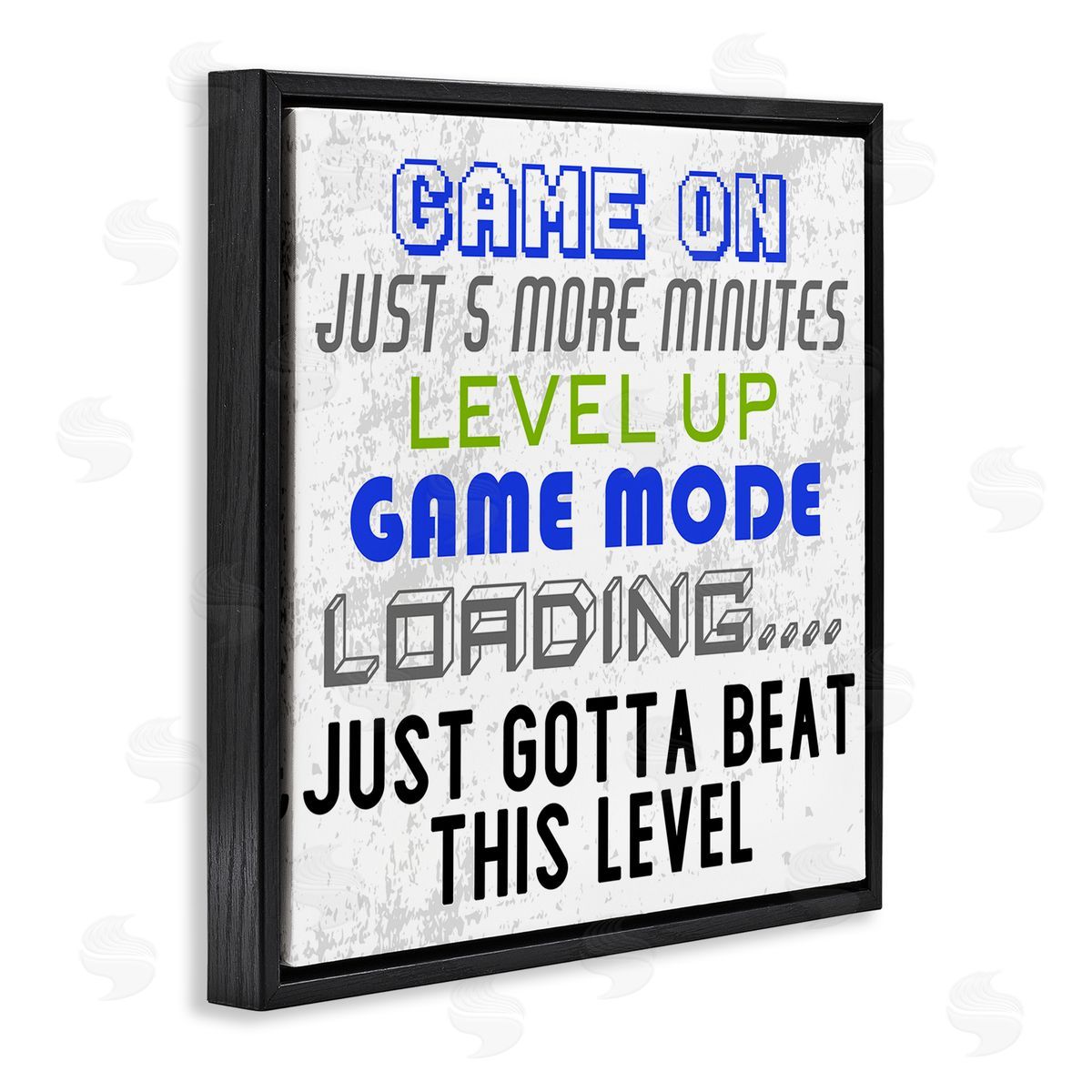 Kim Allen Game Mode Phrases Black Floating Frame Canvas Wall Art Print