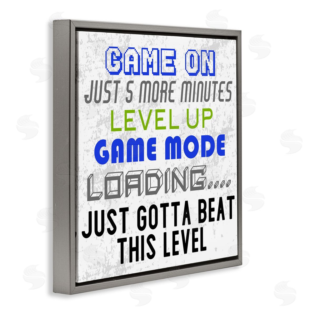 Kim Allen Game Mode Phrases Gray Floating Frame Canvas Wall Art Print