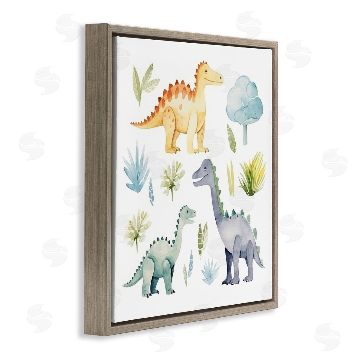 Lazar Studio Dino Wonderland Wonders Brown Floating Frame Canvas Wall Art Print