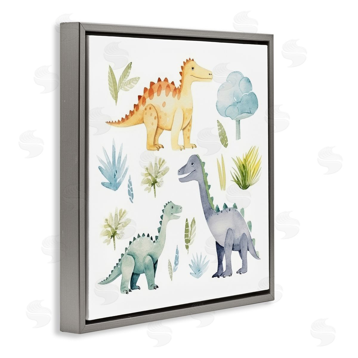 Lazar Studio Dino Wonderland Wonders Gray Floating Frame Canvas Wall Art Print