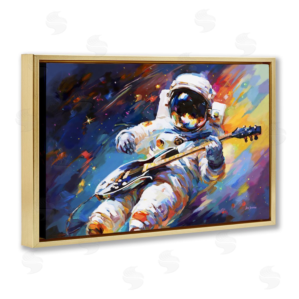 Leon Devenice Melodies Beyond Earth Gold Floating Frame Canvas Wall Art Print