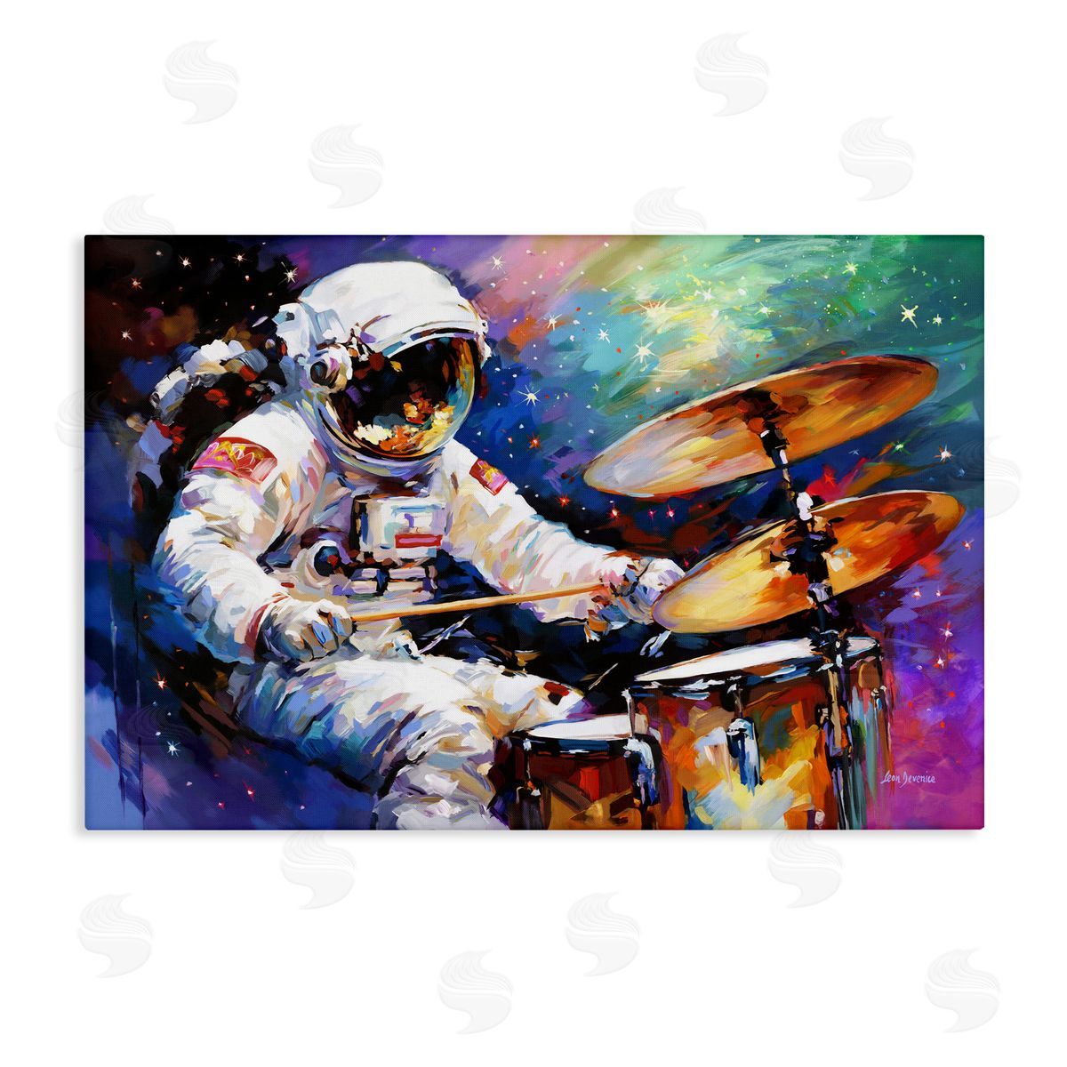 Leon Devenice Cosmic Drummer Musician Canvas Wall Art Print