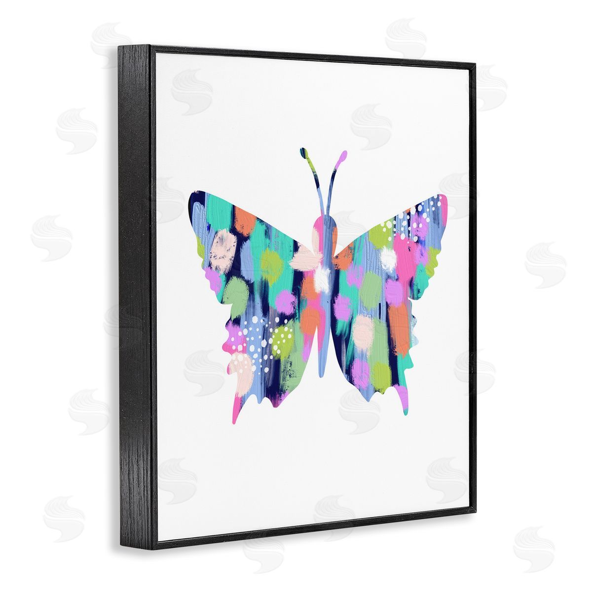 Pastel Patterned Butterfly Black Frame Print Wall Art, Home Decor by Lisa Nohren