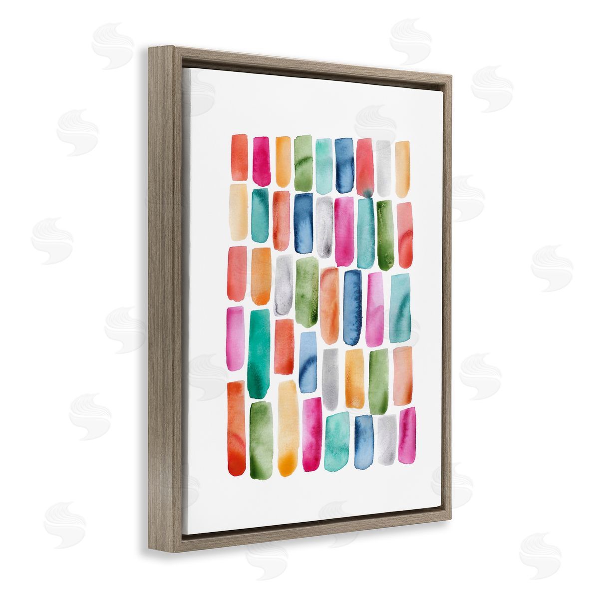 Bright Abstract Brushstrokes Brown Floating Frame Canvas Wall Art, Home Decor by Lisa Nohren