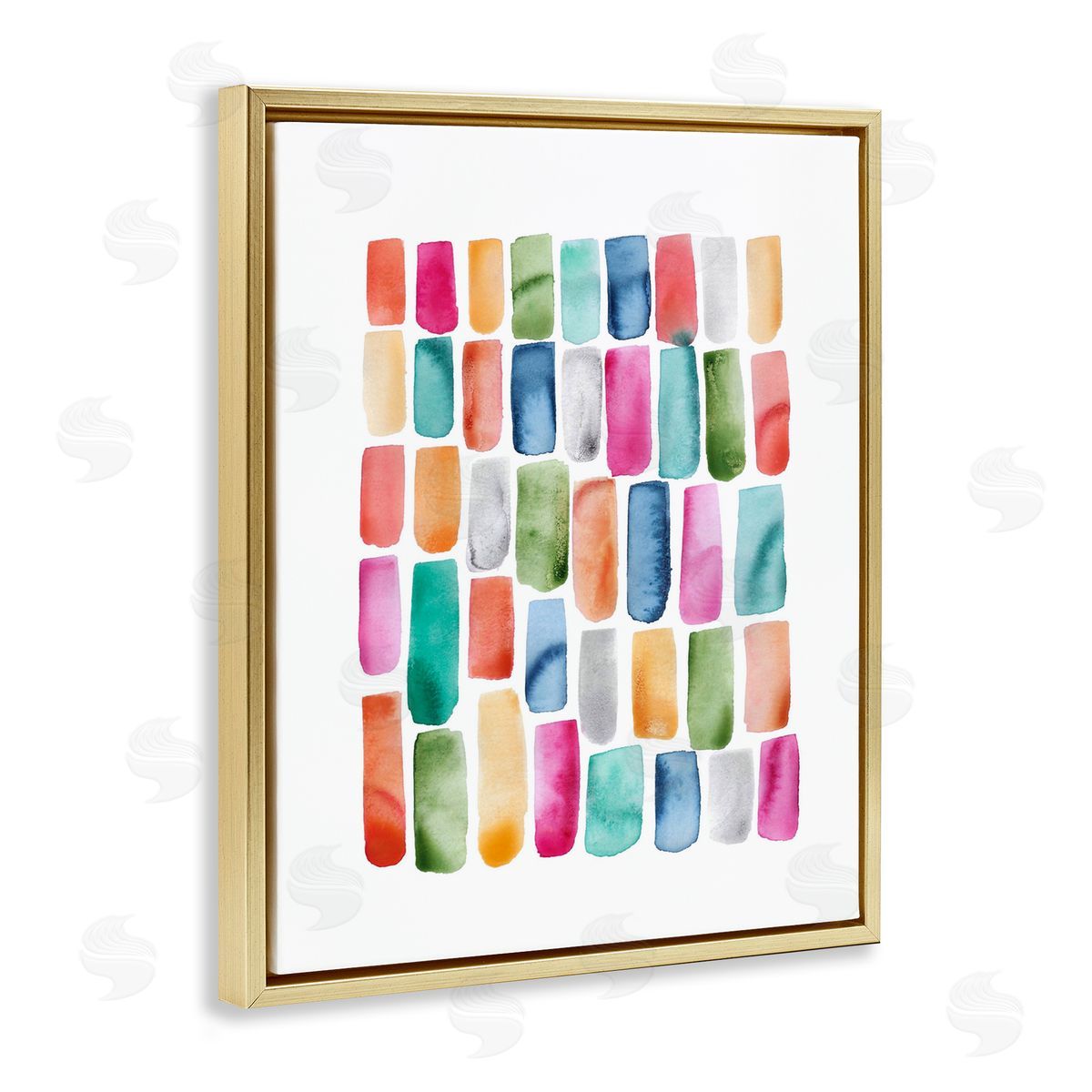 Bright Abstract Brushstrokes Gold Floating Frame Canvas Wall Art, Home Decor by Lisa Nohren