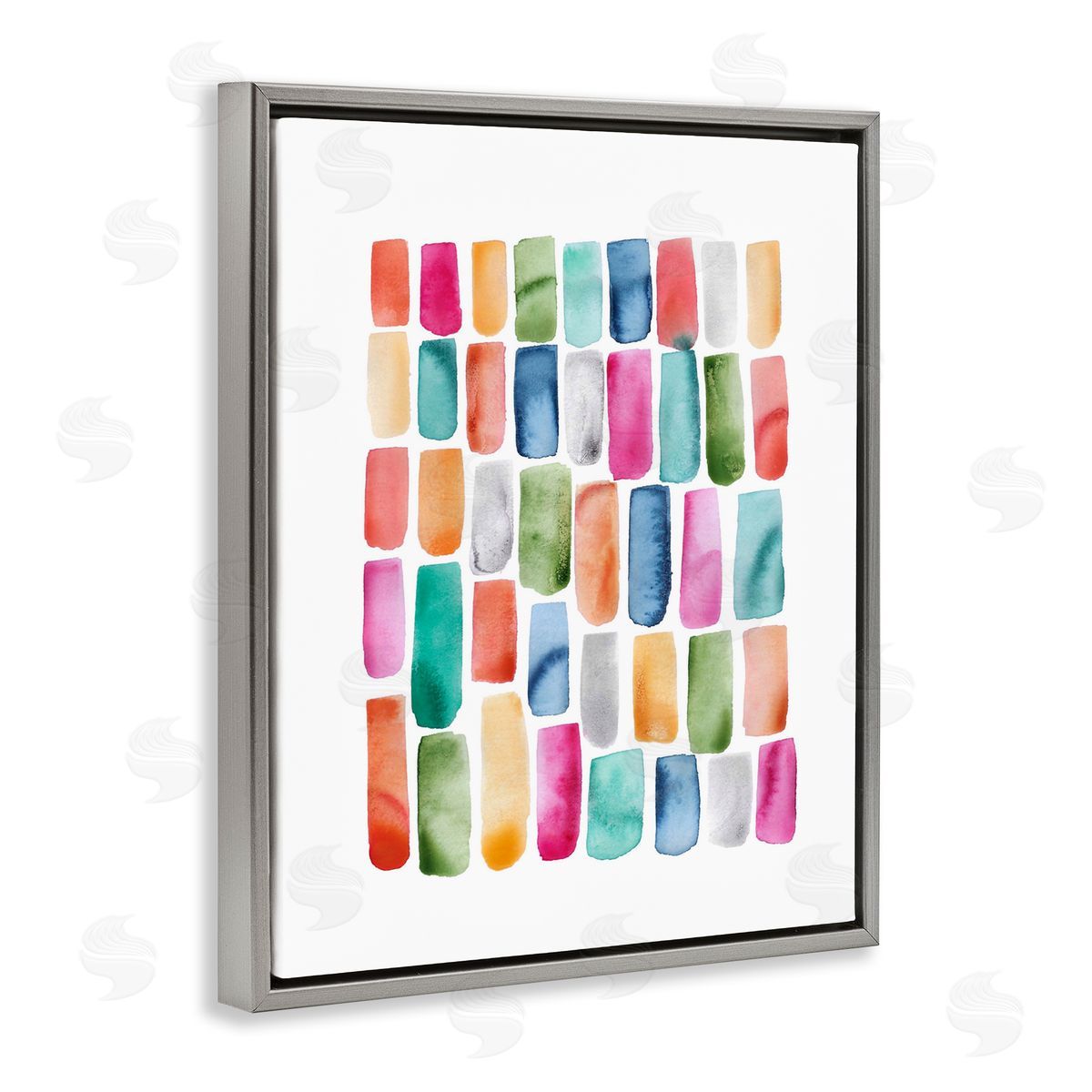 Bright Abstract Brushstrokes Grey Floating Frame Canvas Wall Art, Home Decor by Lisa Nohren