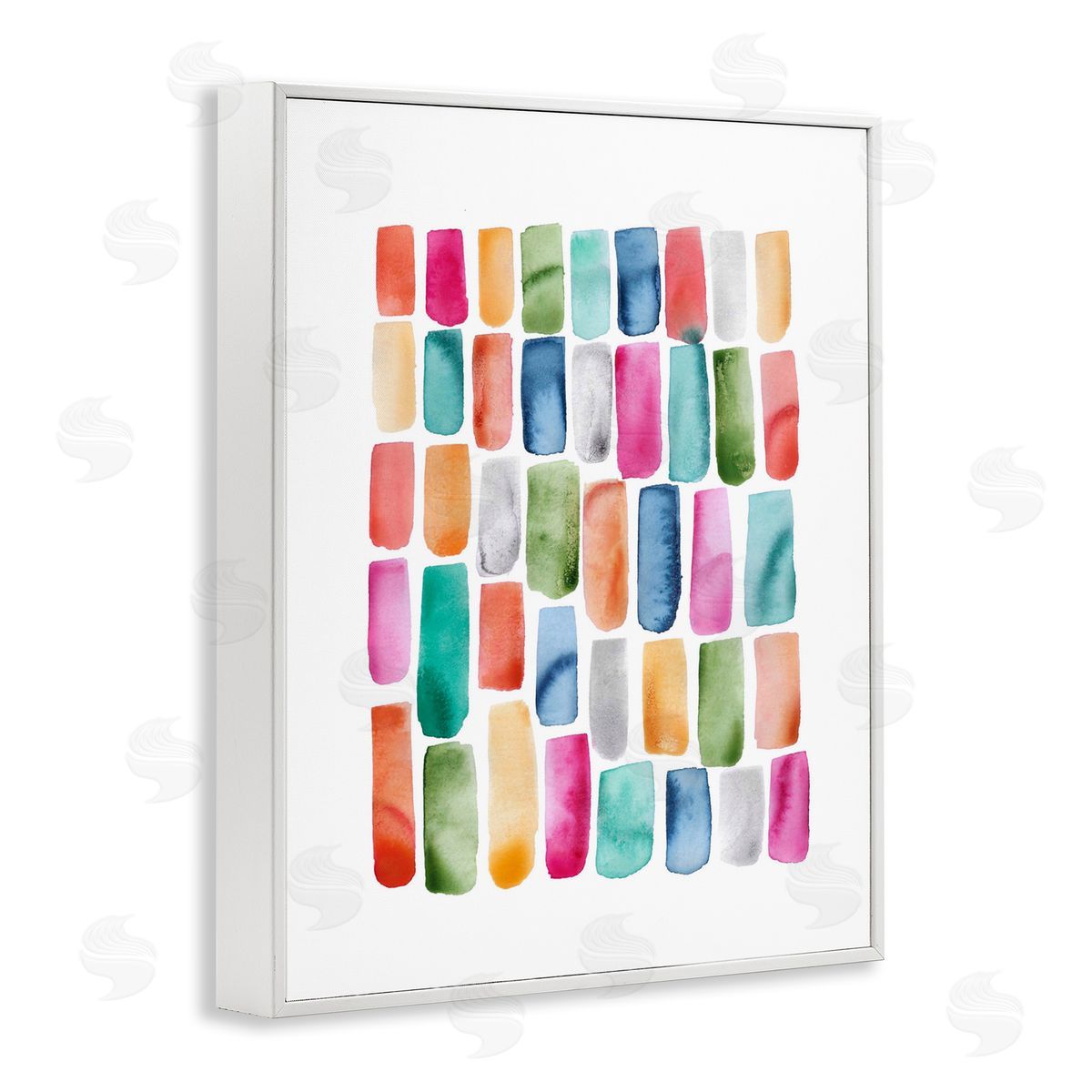 Bright Abstract Brushstrokes White Frame Print Wall Art, Home Decor by Lisa Nohren