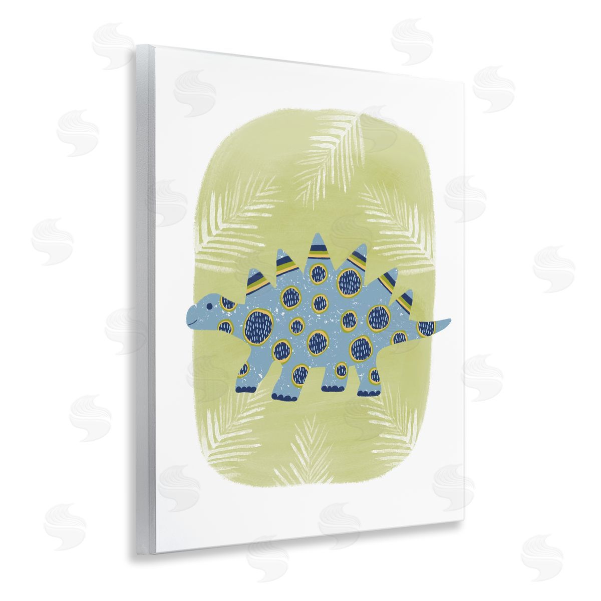 Stegosaurus with Leaves Wood Plaque Wall Art, Home Decor by Lisa Nohren