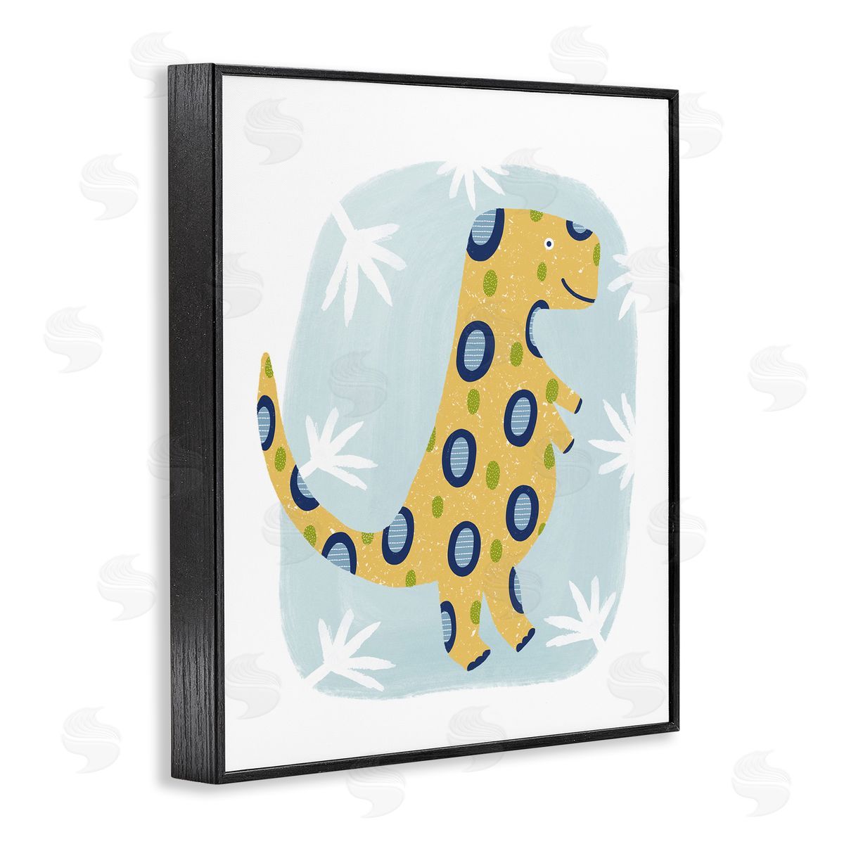 T-Rex with Leaves Black Frame Print Wall Art, Home Decor by Lisa Nohren