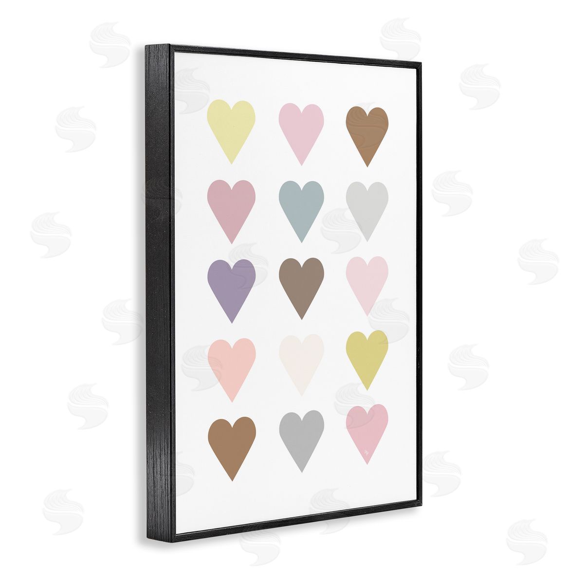 Soft Pastel Hearts Black Frame Print Wall Art, Home Decor by Martina Pavlova
