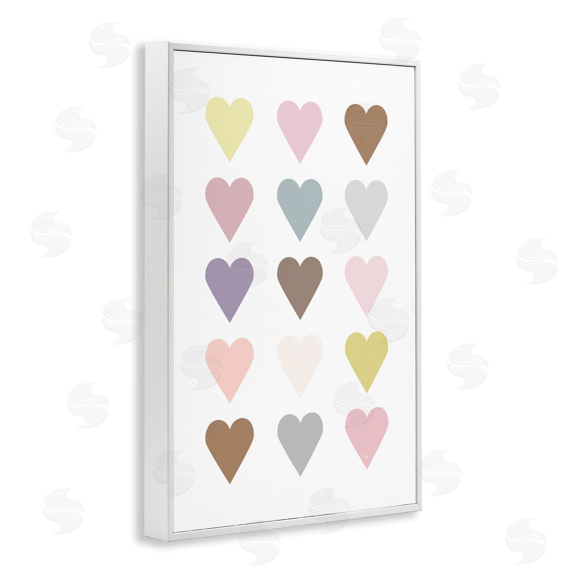 Soft Pastel Hearts White Frame Print Wall Art, Home Decor by Martina Pavlova