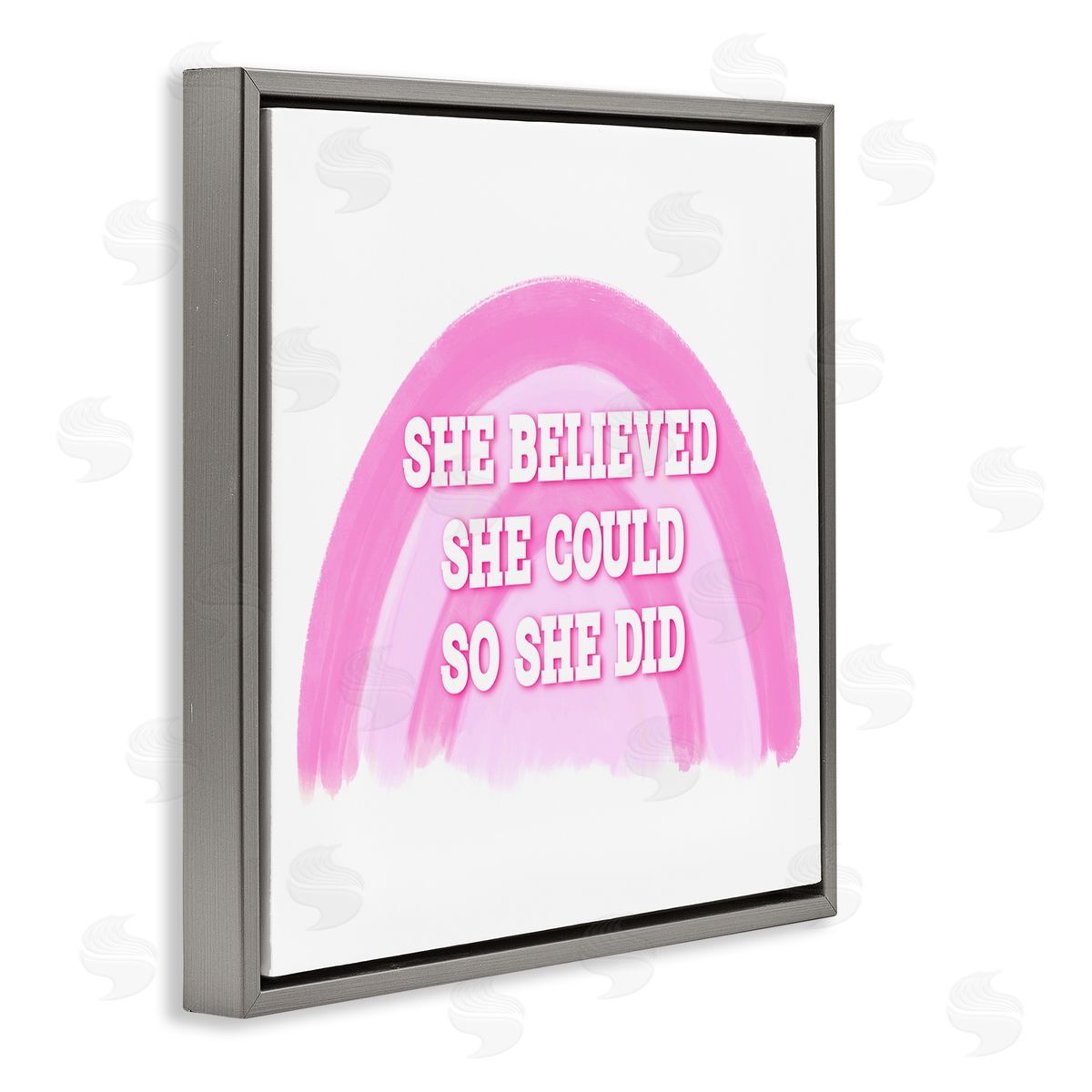 Amber Clarkson Believed She Could Gray Floating Frame Canvas Wall Art Print