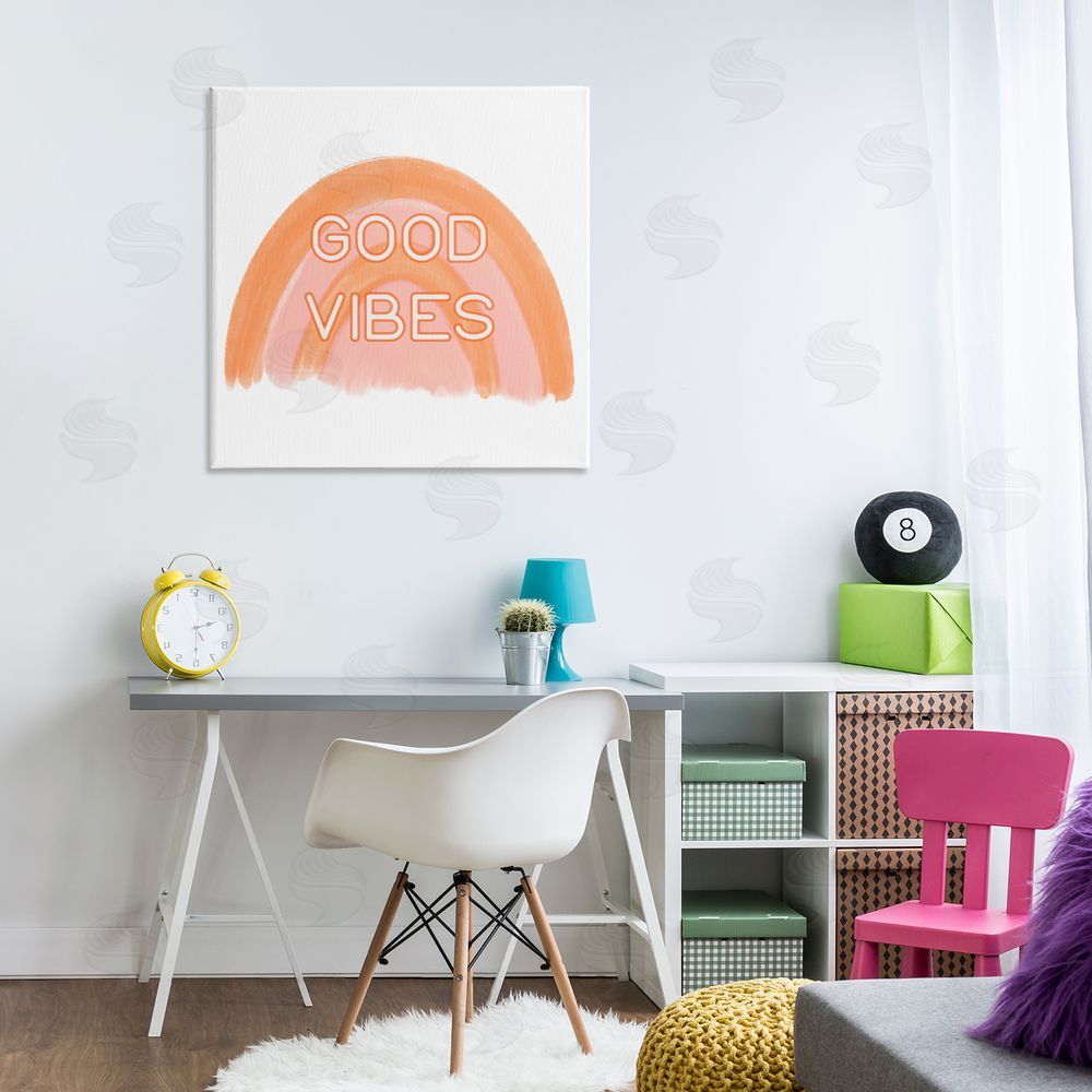 Amber Clarkson Orange Good Vibes Canvas Wall Art Print in Room