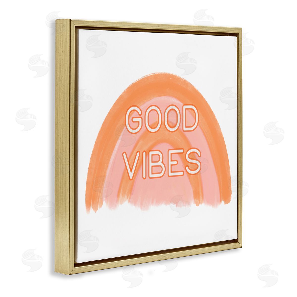 Amber Clarkson Orange Good Vibes Gold Floating Frame Canvas Wall Art Print