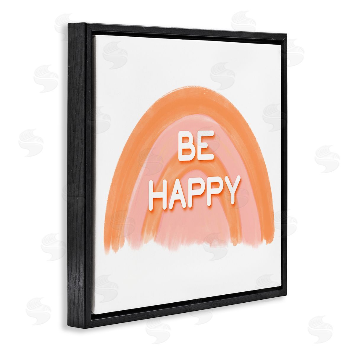 Amber Clarkson Orange Be Happy Black Floating Frame Canvas Wall Art Print