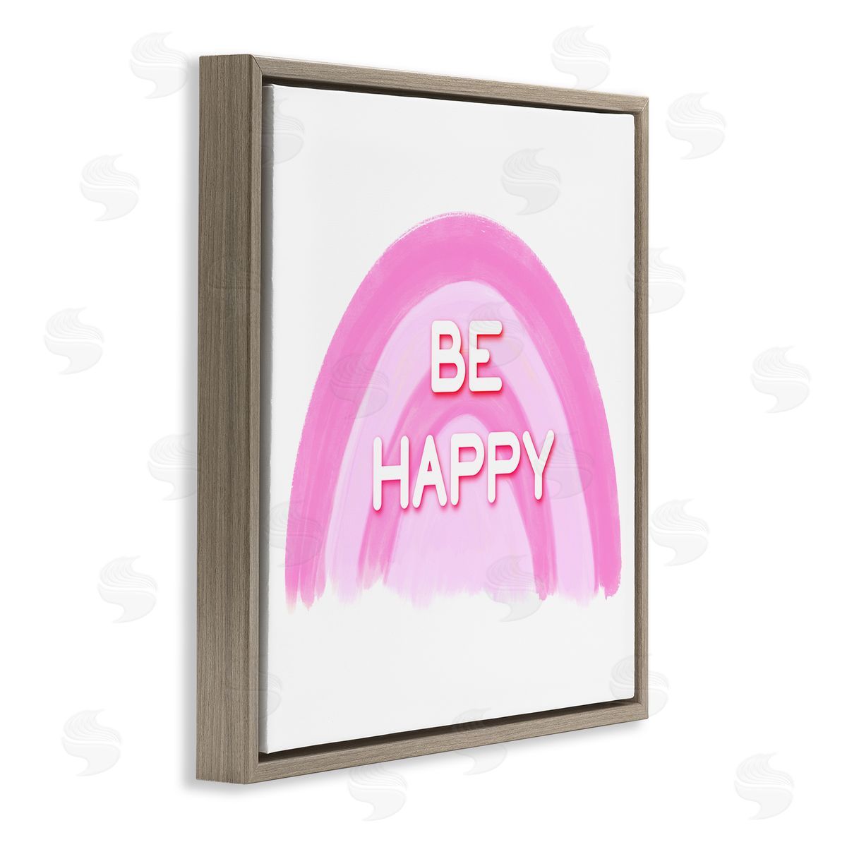 Amber Clarkson Purple Be Happy Brown Floating Frame Canvas Wall Art Print