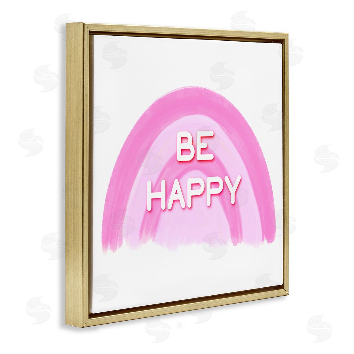 Amber Clarkson Purple Be Happy Gold Floating Frame Canvas Wall Art Print