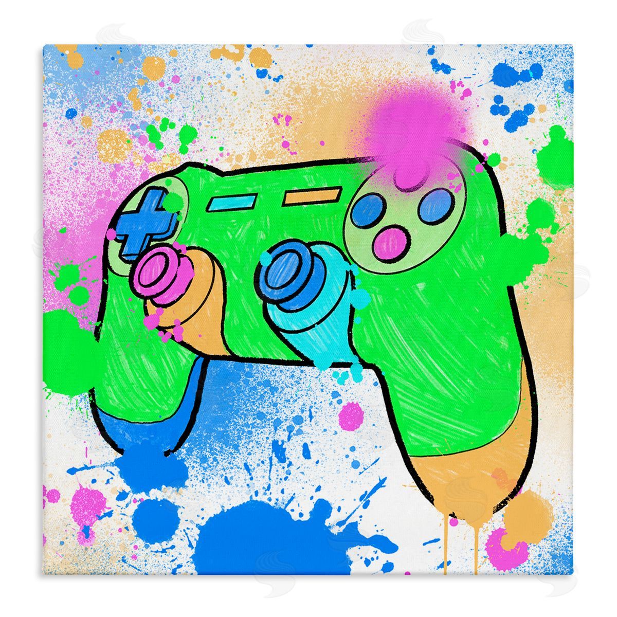 Marcus Prime Splattered Game Controller Canvas Wall Art Print
