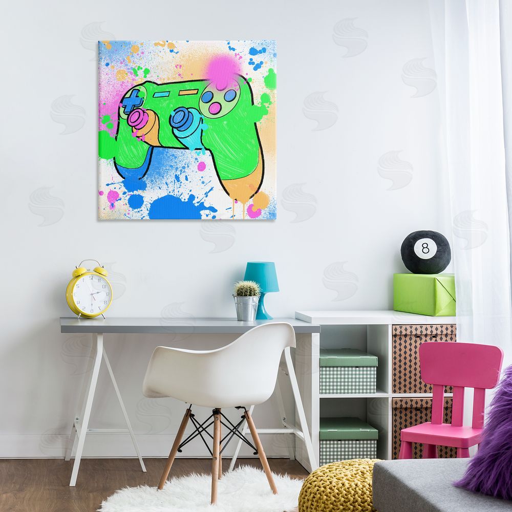 Marcus Prime Splattered Game Controller Canvas Wall Art Print in Room